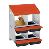 Garvee 4-Compartment 2-Tier Chicken Nesting Box – Roll-Away Tray & Support Stand, Orange - Orange