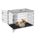 Garvee Collapsible Metal Wire Cage for Small Animals - Thickened Mesh Floor, Leak-Proof Removable Tray, Double Door, Rust-Resistant - For Rabbits, Guinea Pigs, Ferrets, Cats, Chinchillas, Rats - Size: 121×76.5×81cm - Black