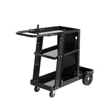 Garvee 3-Tier Welding Cart with Flat Handle, Heavy-Duty Rolling Metal Welder Utility Cart, 400 lbs Static Weight Capacity, Black Plasma Cutter MIG TIG Trolley with 360° Swivel Wheels & Cylinder Chains