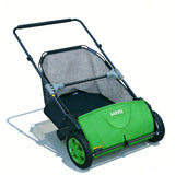 Garvee 21" Push Lawn Sweeper, Leaf & Grass Collector with 3.5 Cu. Ft. Hopper, Heavy-Duty Steel Frame, Tool-Free Height Adjustment, Foldable Yard Sweeper - Green-1