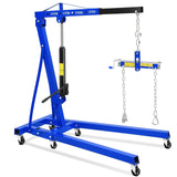 Garvee 2 Ton Hydraulic Engine Hoist with Lever Stabilizer, Adjustable Telescopic Boom, High-Strength Steel, 360° Swivel Casters, Foldable Frame for Auto Repair Workshop - Blue
