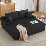 Garvee 79” Double Lounge Chair Indoor, Oversized Boneless Corduroy Sleeper Sofa Bed with 4 Pillows, Armrests, Comfy Reading Loveseat No Assembly Required Cloud Sofa for Living Room, Bedroom, Black - Black