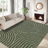 Garvee Modern Bordered Machine Washable Rug,Ultra-Thin Soft Rugs for Bedroom Entryway Living Room - Green