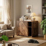 Garvee Extra Large Cat Litter Box Furniture Enclosure with Power Outlet, Dog Proof Privacy, Odor Control, Eco-Friendly Wood, Storage Shelves, Indoor Home - Brown