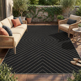 Garvee Modern Striped Jute Area Rug for Entryway - Mark Resistant, Non-Shedding, Low Pile Indoor Outdoor Carpet - Black Coffee, 4x6ft - Black