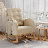 Garvee Nursery Rocking Chair Teddy Fleece Upholstery Sturdy Wood Frame High Backrest Breathable Fabric Light Brown Living Room Bedroom - Light Brown|Teddy