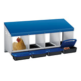 Garvee 4-Compartment Galvanized Steel Chicken Nesting Box – Roll-Away Tray & Support Stand, Blue - Blue