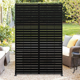 Garvee 72" X 47" Tall Metal Privacy Screen,3-Panel Freestanding Outdoor Divider Weather-Resistant for Patio/Garden/Deck - Black Louvered