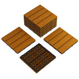 Garvee All-Weather Composite Interlinked Deck Tiles 12x12 9PCS/Set – Waterproof, Wood-Grain Look, Easy Snap Installation, Outdoor/Indoor Flooring for Patio, Balcony, Poolside – Teak Color - Teak