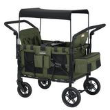 Garvee 4 Seater Stroller Wagon, All-Terrain, Premium Wagon Stroller for Kids with Safety Harness, Snack Tray, Removable Canopy, Swivel & Fixed Wheels, One-Step Brake, Green