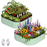 Garvee Galvanized Raised Garden Bed 3x3x1 FT - Rust-Resistant, Open Bottom - Metal with Rubber Edge, Gloves Included - Outdoor Vegetable & Herb Planter