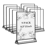 Garvee Acrylic Sign Holder 9 Pack, 8.5x11 Inches Vertical Tabletop Menu Holder with Pull Out Design, Vintage Black Picture Frame Flyer Stand for Restaurant, Home, Office
