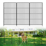 Garvee 8-Pack No-Dig Garden Fence, 48 in High x 17.7 FT Long Rust-Resistant Iron Animal Barrier for Yard, Patio & Flower Beds, Black