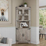 Garvee 69" Tall Corner Cabinet with Doors, 6-Tier Corner Storage Cabinet with Doors, Space Saver Shelf for Bathroom, Bathroom Floor Cabinet for Living Room Kitchen, Hallway, Grey - Gray