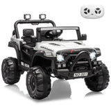 Garvee 12V Kids Electric Ride-On Car – Parent Remote Control, 3 Speeds, Safety Locking Doors, 3-Point Harness, Spring Suspension, wireless Music, LED Lights, Anti-Slip Tires, Foot Brake, Battery Powered Toy for Ages 3-5 – White - White
