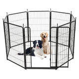 Garvee Dog Playpen, 8 Panels Dog Fence Indoor/Outdoor, Heavy Duty Metal Pet Puppy Exercise Pen, Wide Door Low Threshold, Portable Pet Playpen for Rv Camping Garden Yard, 27"Lx40"H/Panel - 8 Panels