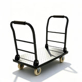 Garvee 48" x 24" Heavy Duty Steel Platform Truck (2700 LBS Capacity) - Flatbed Push Cart with 2 Detachable Collapsible Handles and 6" Swivel Locking Wheels for Industrial Warehouse & Material Handling, Black