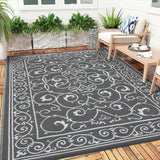 Garvee 9x12 Outdoor Patio Rug Waterproof Reversible Plastic Straw Lightweight Foldable Easy Clean Vintage Grey for Backyard Camping Beach - Gray
