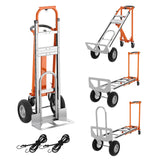 Garvee Heavy Duty 3-in-1 Convertible Aluminum Hand Truck Dolly – 1000 lbs Capacity – Folding Platform Cart with Wheels & Elastic Straps – Utility for Home, Warehouse, Office – Orange