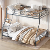 Garvee Space-Saving Heavy Duty Metal Twin Over Full Bunk Bed – Sturdy Steel Frame with Ladder & Full-Length Guardrails – Perfect for Adults & Teens – No Box Spring Needed – Gray - Gray
