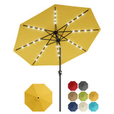 Garvee 10 ft Solar Patio Umbrella with 32 LED Lights, Outdoor Market Umbrella with Crank Lift & Tilt, UV-Resistant Canopy for Pool, Garden & Backyard, Yellow - Yellow