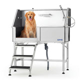 Garvee 46 Inch Stainless Steel Dog Washing Station, Heavy Duty Pet Grooming Bathtub with Access Stairs, Brushed Finish, Left Door Options - Left Opening Door