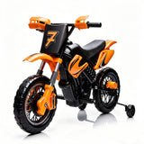 Garvee Safe 6V Electric Ride-On Motorcycle for Kids - Realistic Battery-Powered Toy Bike - Training Wheels, Lights & Sounds - Ideal for Boys & Girls - Orange - Orange