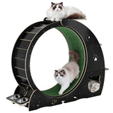 Garvee Large Cat Exercise Wheel for Indoor Cats - 3-Tier Climbing Tower & Grazeing Post - Silent Treadmill for Training, Exercise & Obesity Prevention - Black - Moon Black