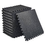 Garvee 0.56" Thick Interlocking Gym Floor Mats, 24"x24" Rubber Top EVA Foam Puzzle Tiles (24 Pack, 96 Sq Ft), SGS Certified Non-Toxic Exercise Flooring for Home Gym Weightlifting, Treadmill - Black/Gray - Gray
