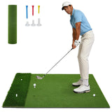 Garvee 5' x 4' Golf Hitting Mat, Dual-Turf Commercial Practice Turf with 9-Hole Design, 10mm EVA Shock-Absorbing Base, Foldable Training Mat for Indoor & Outdoor Use