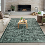Garvee Washable Area Rugs - Perfect for Living Room, Bedroom, Kids Room, Nursery - Stain & Water Resistant Non-Slip, Foldable Indoor Vintage Carpet - Dark Green