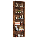 Garvee 6-Tier Tall Wood Grain Brown Bookcase - Industrial Bookshelf with Adjustable Shelves - Heavy-Duty Display Organizer for Office, Living Room, Bedroom, Library - Wood Grain Brown - Brown