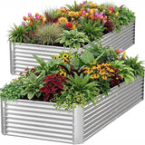 Garvee 2 Pack Tall 4 x 2 Ft Galvanized Steel Raised Garden Bed, Outdoor Above Ground Planter Box for Vegetables and Flowers, Metal Raised Bed for Gardening - Silver