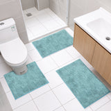 Garvee Chenille Bathroom Mat Set, 3-Piece, Non-Slip, Super Absorbent & Quick Dry, Soft Fade-Resistant Rugs, Machine Washable, Hot Melt Adhesive Back, Ideal for Tub, Toilet, and Floor, Lake Blue, 16x24 + 20x32 + U-Shaped - Lake Blue