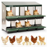Garvee 8-Compartment Metal Chicken Nesting Box, Roll Away Layering Box with Sloped Anti-Perch Roof, 41.7"x12.8"x30.9", Green - Green Without Stand