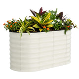 Garvee 4x2x2FT Galvanized Raised Garden Bed, Oval Metal Planter Box for Vegetables, Flowers & Herbs, Rust-Resistant Outdoor Garden Bed with Easy Assembly, Beige