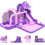 Garvee Bounce House for Kids, Inflatable Bouncy Castle with Water Slide, Dinosaur Themed Jumping Castle, Large Backyard Inflatable for Indoor/Outdoor Fun-Quick Setup, Complete Accessory Kit, 250 Lbs Capacity - Purple dinosaur