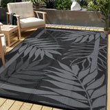 Garvee Waterproof Reversible Outdoor Rug - Durable Plastic Carpet for Patio, Garden, Deck, Camping - Easy Clean, Non-Slip, UV Resistant - Modern Black Grey Design, 8x10ft - Black/Gray