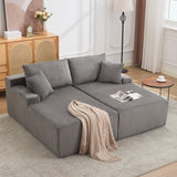 Garvee 79” Double Lounge Chair Indoor, Oversized Boneless Corduroy Sleeper Sofa Bed with 4 Pillows, Armrests, Comfy Reading Loveseat No Assembly Required Cloud Sofa for Living Room, Bedroom, Gray - Gray