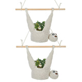 Garvee 2pcs Handmade Wooden Sloth Planter Hanger - Pure Handcrafted Sloth Hanging Decoration