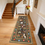 Garvee Non-Slip Washable Cat Print Runner Rug – Low Pile, Mark Resistant, Non-Shedding Floral Carpet for Hallway, Kitchen, Bedroom, Bathroom, Farmhouse & Modern Decor – Brown, 2x6ft - Brown