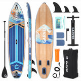 Garvee 11' x 33" x 6" Inflatable Stand‑Up Water Board — 500 lb Capacity, All‑Around Watersports Kit with Double‑Action Inflator, Adjustable Paddle, Safety Leash, Backpack & 360° Camera Mount