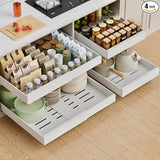 Garvee Adjustable Carbon Steel Pull-Out Kitchen Drawer Organizer - Expandable Storage Basket for Spices, Utensils, Plates - Space-Saving Cabinet Shelf - Smooth Sliding - 1-Piece Set, White, Size 32–52cm (53cm Deep)