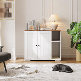 Garvee Large Dog-Proof Cat Litter Box Enclosure Cabinet with Self-Cleaning, Adjustable Shelf, Wood Material, Power Outlet, Mark Pad, Indoor Cat Furniture - White