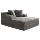 Garvee Oversized Chaise Lounge Sofa Bed – Deep Seat Corduroy Convertible Sleeper Chair, Includes 3 Pillows, No Assembly – Dark Gray