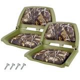 Garvee 20-Inch Wide Marine-Grade Foldable Boat Seats 2-Pack, Low Back Molded Boat Cabin Seating with UV-Resistant Vinyl Cushions, Universal 5"x5" Bolt Pattern for Fishing Boat, Pontoon - Camouflage 1