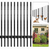 Garvee 6FT Heavy Duty U-Channel Metal Fence Posts (10-Pack) - 5ft Above Ground High-Tensile Steel Stakes with Stabilizing Anchor Plates & 3" Pre-Drilled Hole Spacing for Garden, Farm, & Wire Mesh Fencing (Black)