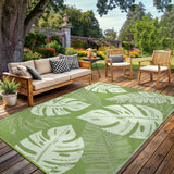 Garvee Waterproof Reversible Outdoor Rug 8x10ft - Collapsible Plastic Straw Patio Mat - Washable, UV Resistant, Modern Carpet - Perfect for Deck, Porch, Garden, RV, Camping, Picnic - Includes Carry Bag - Grass Green - Sage Green