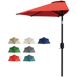 Garvee Space-Saving Sun Protection Half Patio Umbrella – 9FT Outdoor Shade Canopy with Smooth Crank Lift, Perfect for Patio, Garden, Deck, Balcony, Backyard Table – Durable Red Fabric - Red