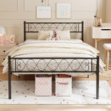 Garvee Metal King Bed Frame - Headboard and Footboard with Iron Heart Design, Twin Size Platform Bed for Boys and Girls, No Box Spring Needed, Easy Assembly - Black